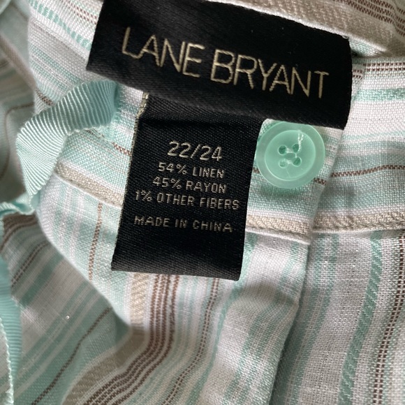 Lane Bryant 22/24 Pastel Blue Striped Linen/Rayon Pants Beautiful - Picture 2 of 4